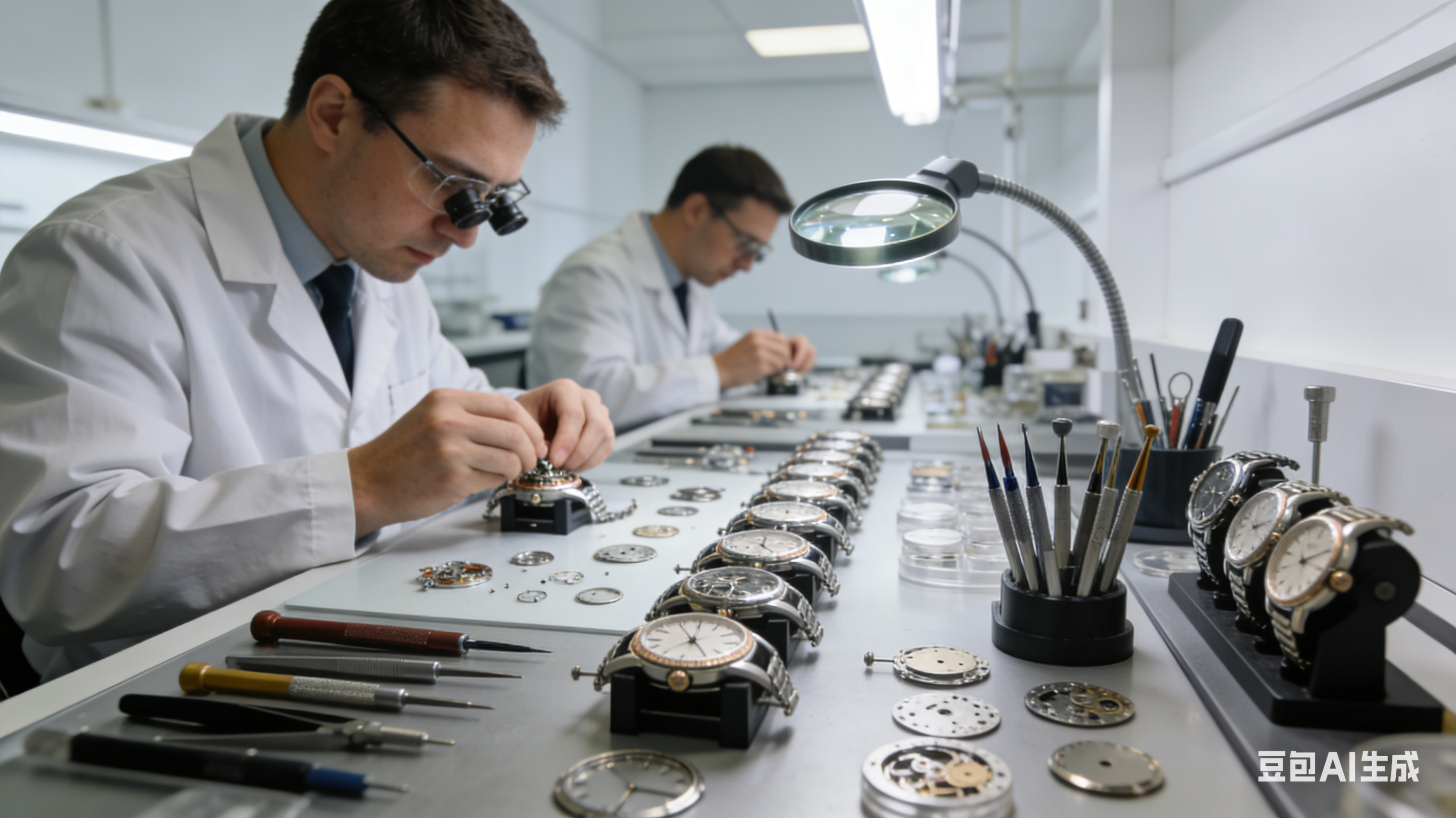 Watch repair workstation with tools